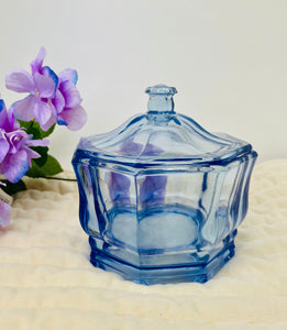 Salt Soak + Indiana Glass Concord Blue Octagon Apothecary Jar