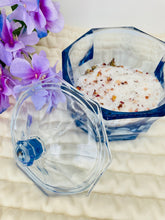 Load image into Gallery viewer, Salt Soak + Indiana Glass Concord Blue Octagon Apothecary Jar