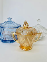 Load image into Gallery viewer, Salt Soak + Vintage Jeanette Glass Iridescent Lidded Sugar Bowl
