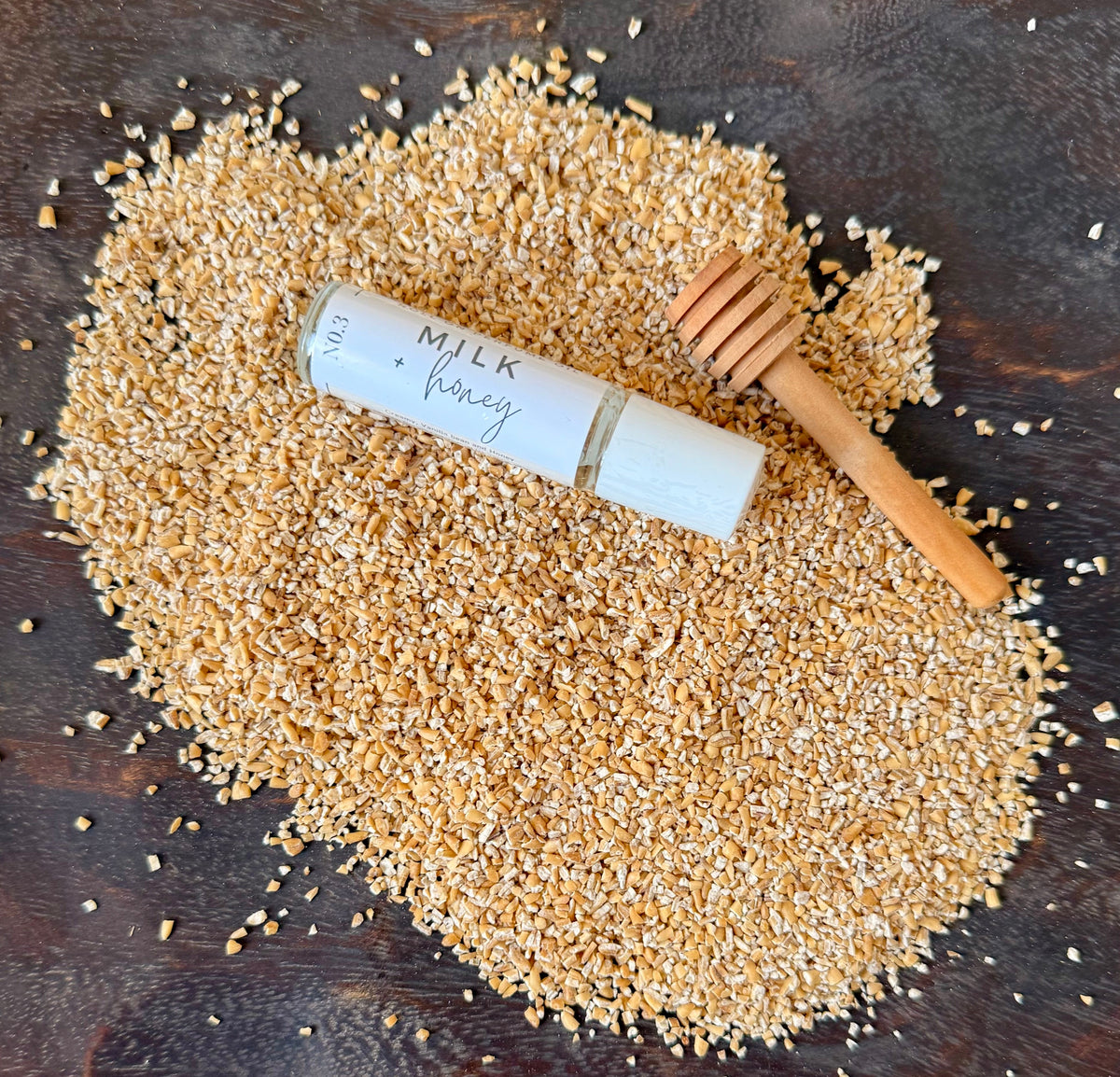 oatmeal honey roll on perfume oil with Wooden honey dipper