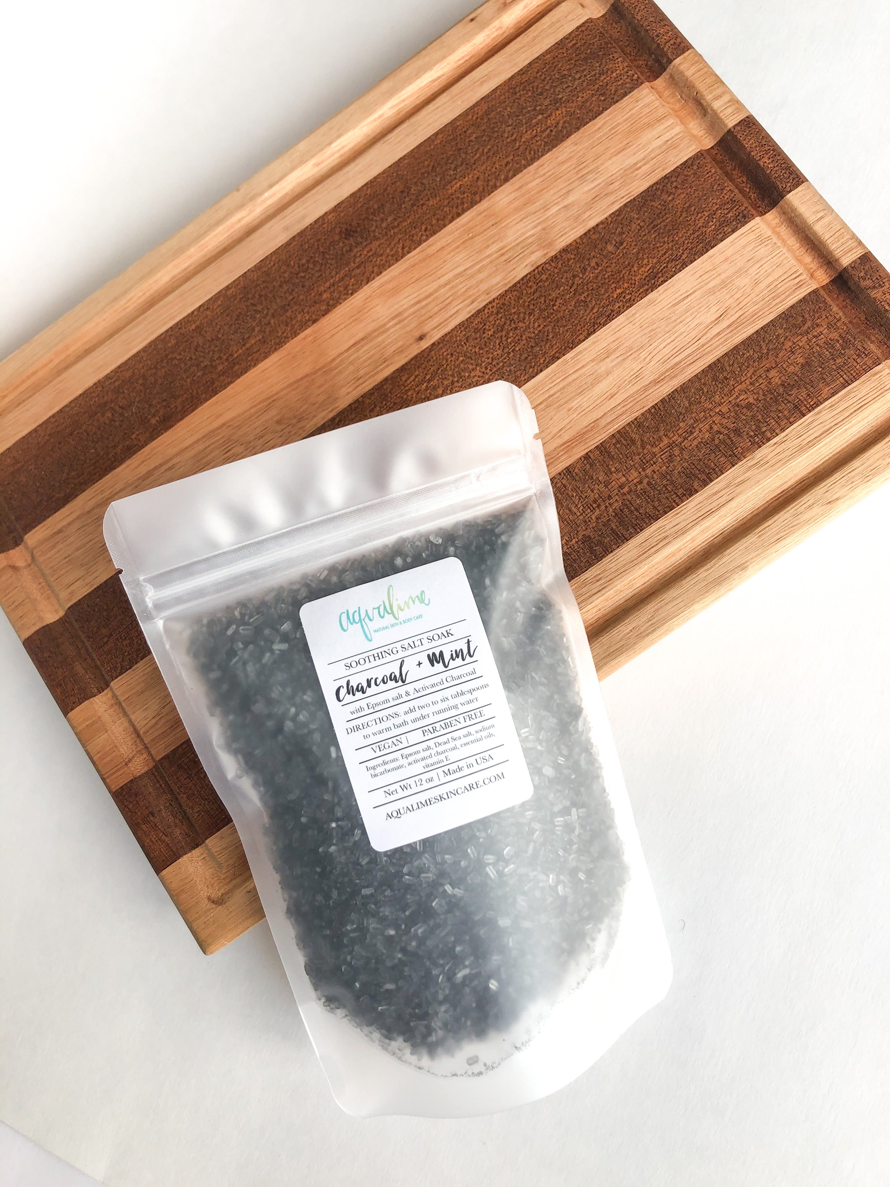 Charcoal Peppermint Salt Soak
